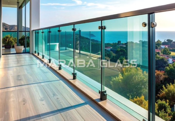 Frameless laminated tempered glass balcony balustrade installed by Maraba Glass & Aluminum Systems Ltd.