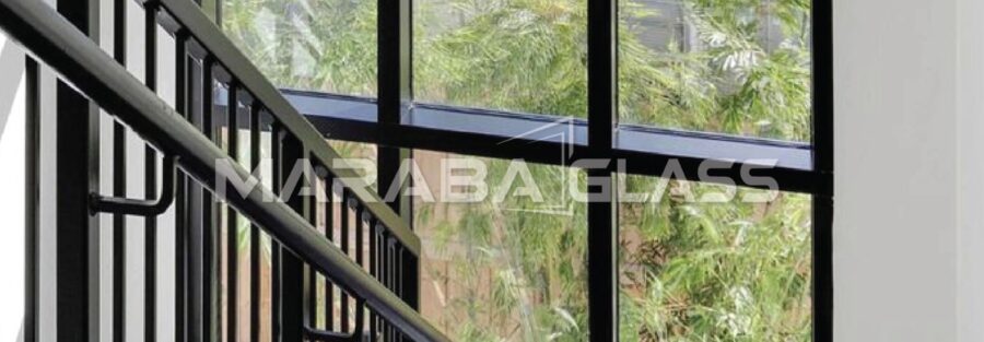 Fixed aluminium windows with tempered glass