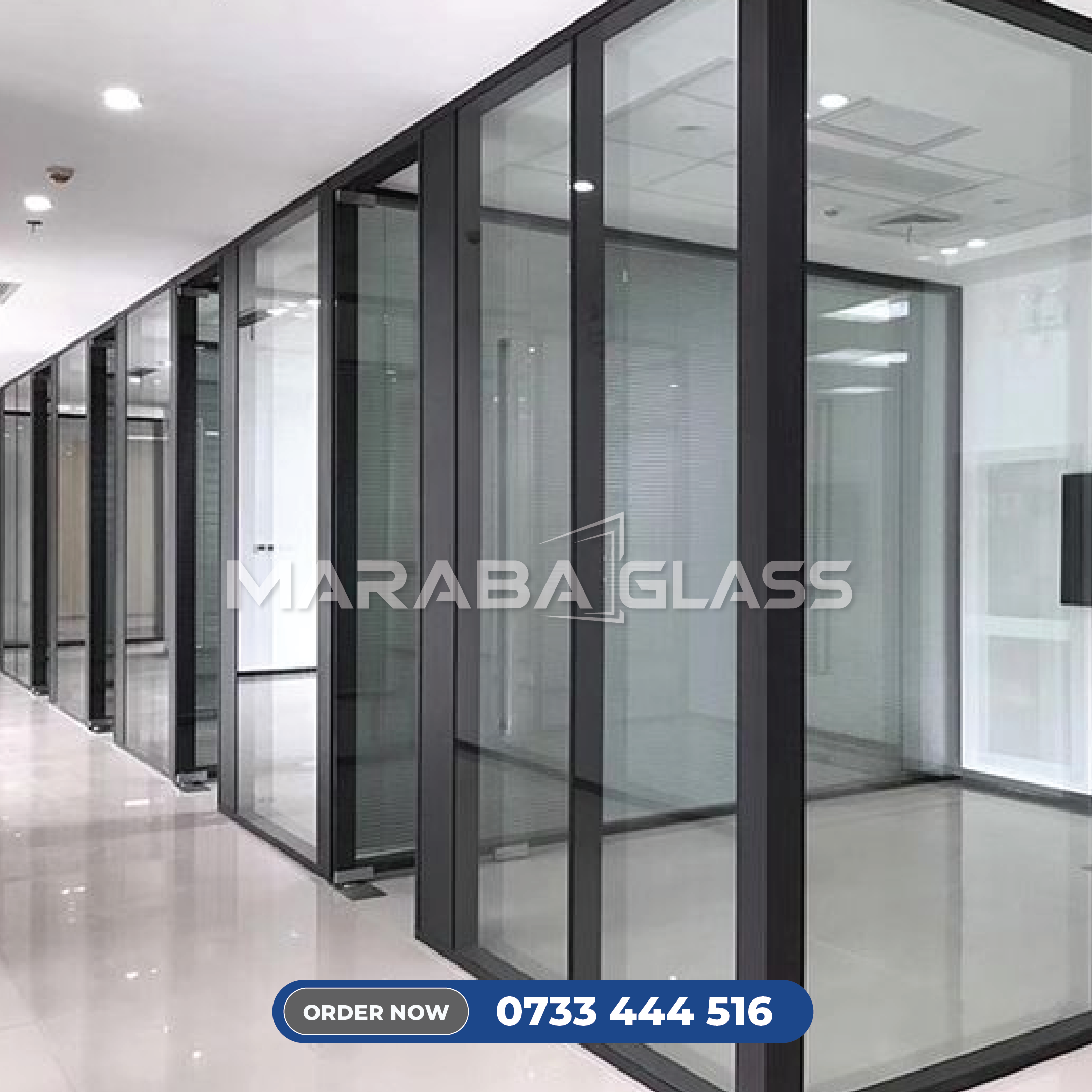 Modern office renovated with frameless office glass partitions by Maraba Glass & Aluminum Systems Ltd.